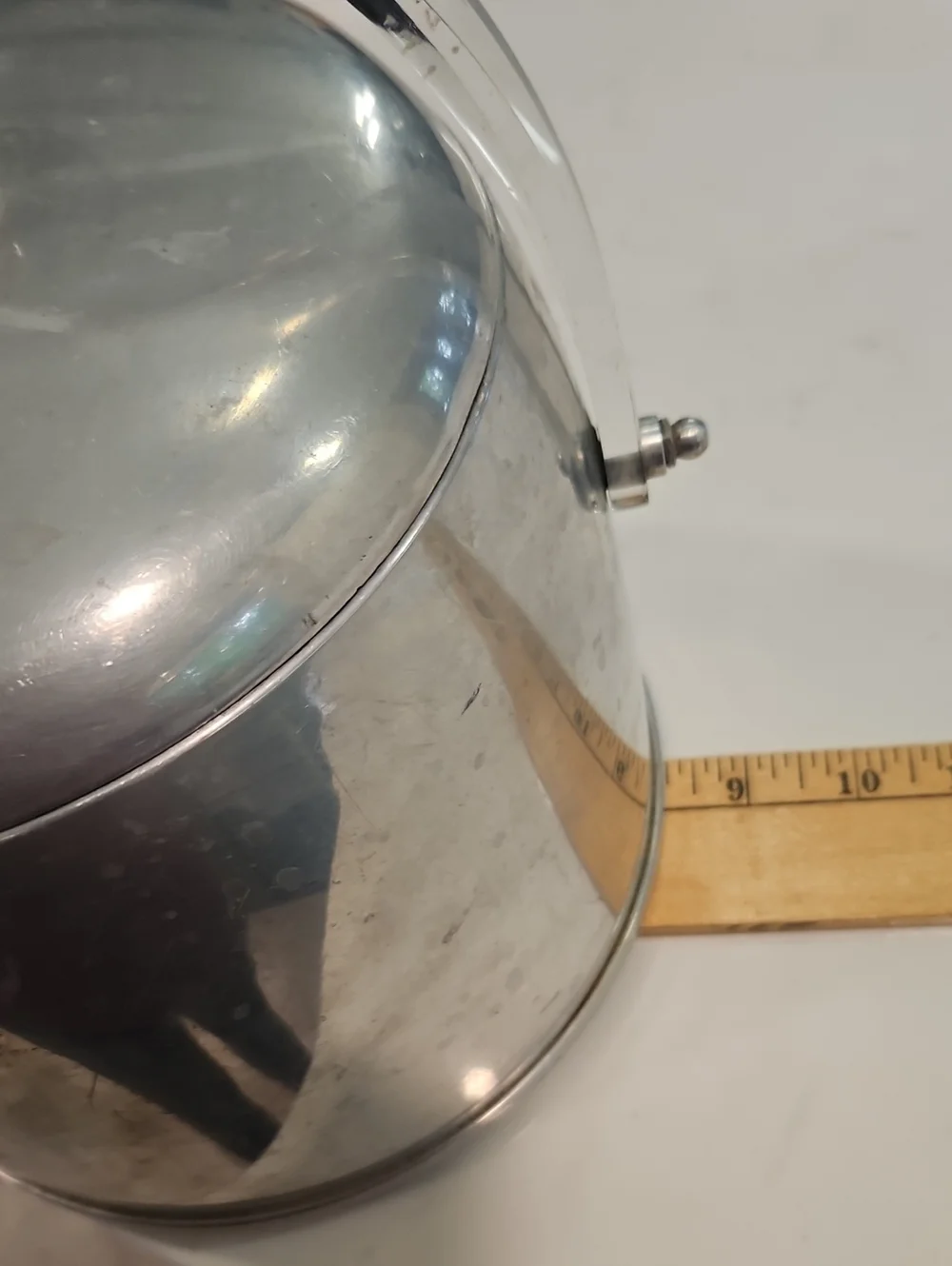 Vintage Kromex 1950s MCM Spun Aluminum Ice Bucket Acrylic Handle Retro Barware